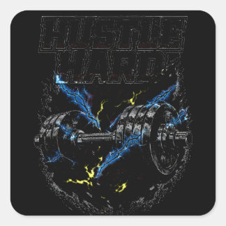 Hustle Hard – Work Ethic Gym Motivation Square Sticker