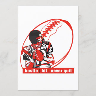 Hustle | Hit | Never Quit Football Player - Red Invitation
