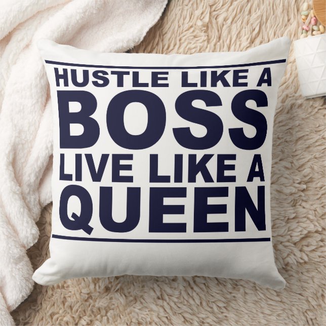 Hustle like a boss sleep like a Queen Throw Pillow (Blanket)