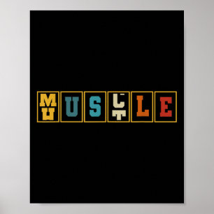 Hustle Muscle Odometer Weightlifting Gym Motivatio Poster