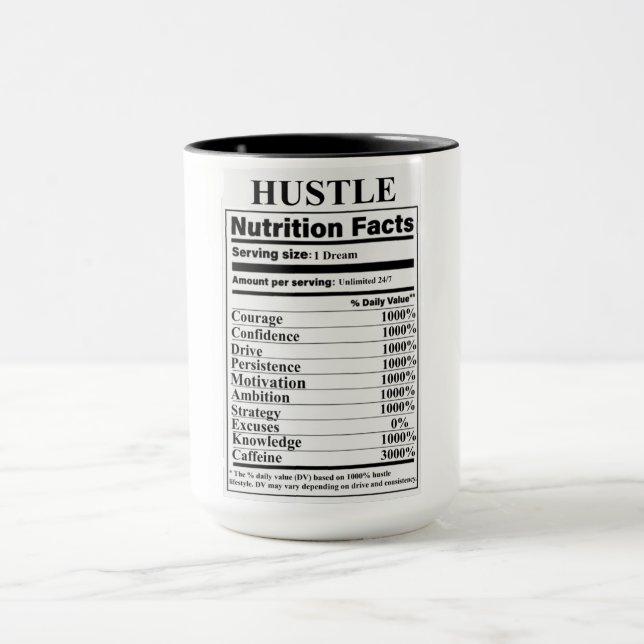 Hustle Nutrition Facts Mug (Center)