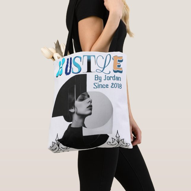 Hustle Tote Bag – Motivational Daily Carry Bag (Close Up)