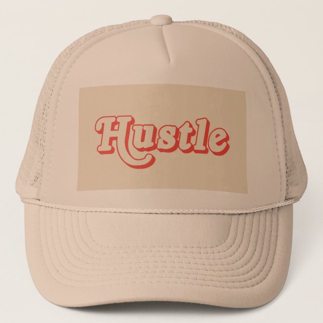 Hustle Trucker Hat | Retro Typography Cap |  (Front)