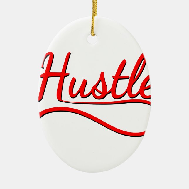 Hustle Typography Art Ceramic Ornament (Front)