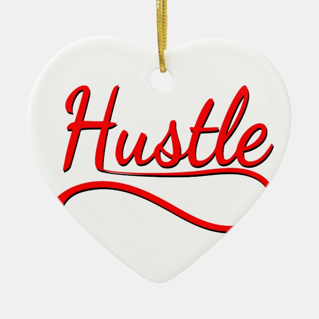 Hustle Typography Art Ceramic Ornament (Front)