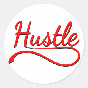 Hustle Typography Art Classic Round Sticker