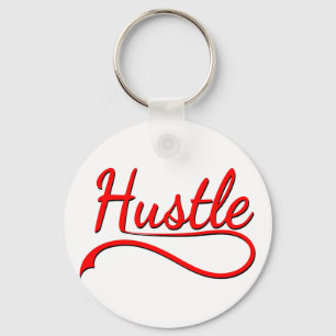 Hustle Typography Art Keychain