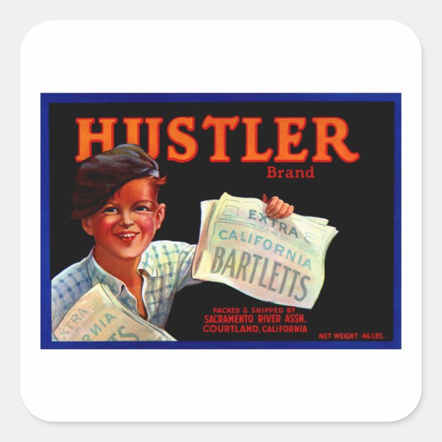 Hustler Bartletts Square Sticker (Front)