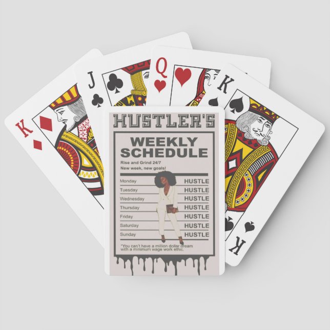Hustlers weekly schedule  playing cards (Back)