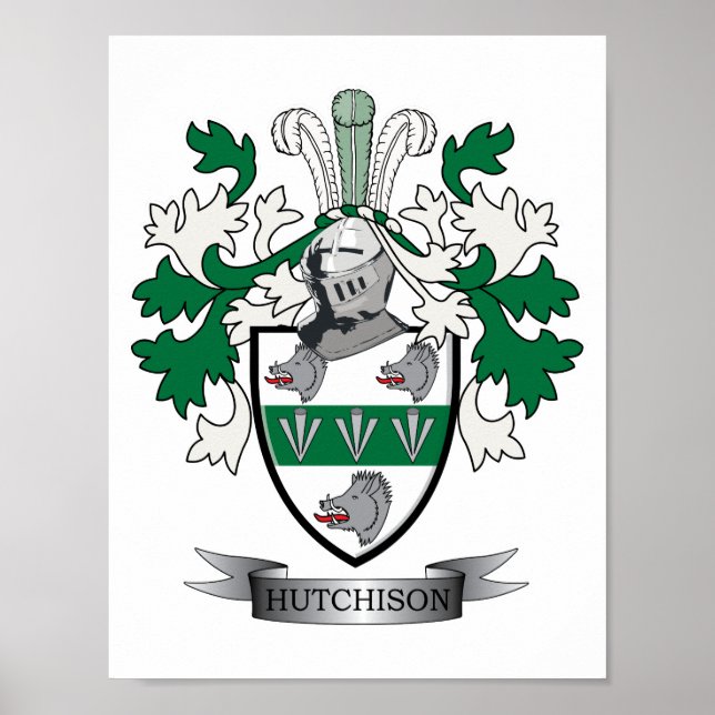 Hutchison Family Crest Coat of Arms Poster (Front)