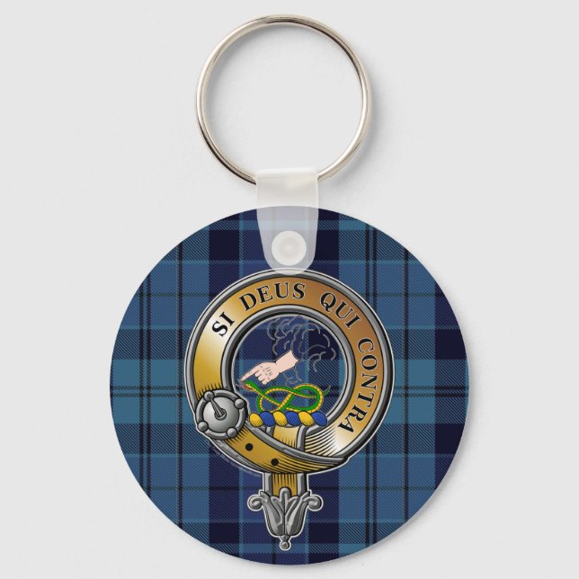Hutton Tartan & Badge Keychain (Front)