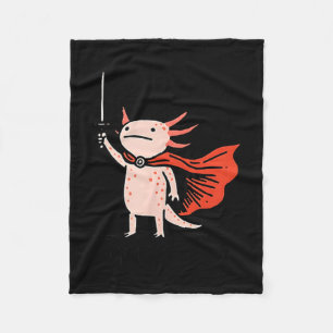 Huzzah Axolotl Knight Funny Sword Meme Quote Fleece Blanket