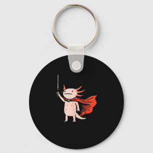Huzzah Axolotl Knight Funny Sword Meme Quote Keychain