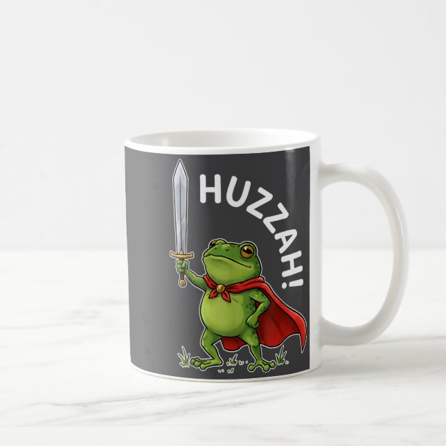 Huzzah Frog Knight Funny Sword Meme Frog Quote Men Coffee Mug (Right)