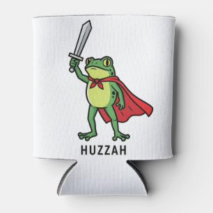 Huzzah Frog Knight Funny Sword Meme Quote Can Cooler