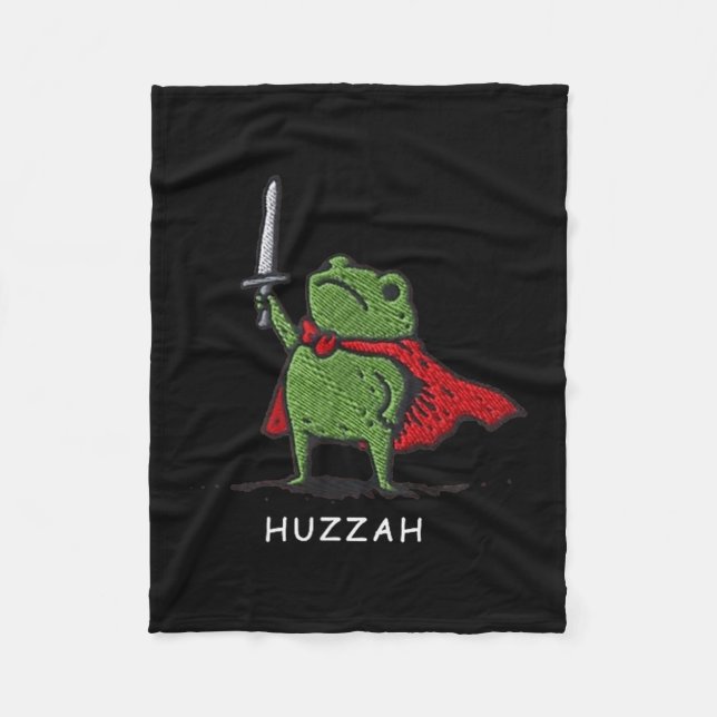 Huzzah Frog Knight Funny Sword Meme Quote  Fleece Blanket (Front)