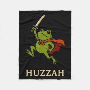 Huzzah Frog Knight Funny Sword Meme Quote Fleece Blanket