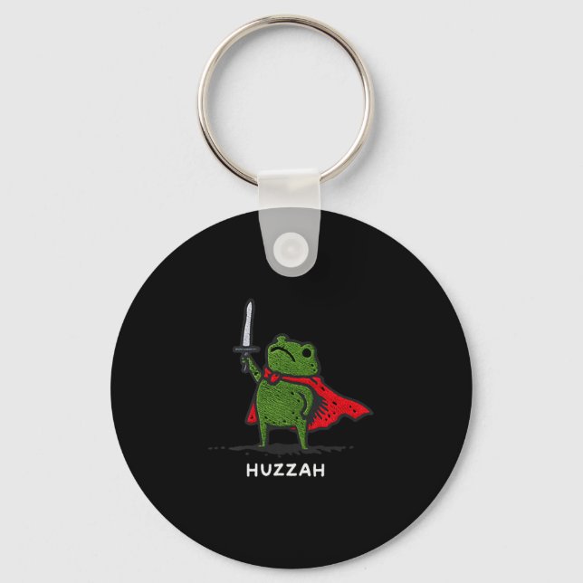 Huzzah Frog Knight Funny Sword Meme Quote  Keychain (Front)