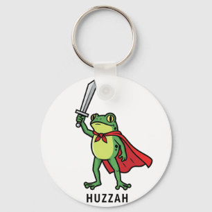 Huzzah Frog Knight Funny Sword Meme Quote   Keychain