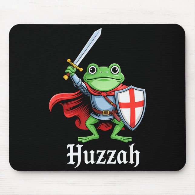 Huzzah Frog Knight Funny Sword Meme Quote Medieval Mouse Pad (Front)