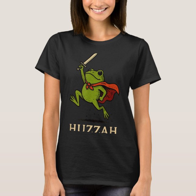 Huzzah Frog Knight Funny Sword Meme Quote  T-Shirt (Front)