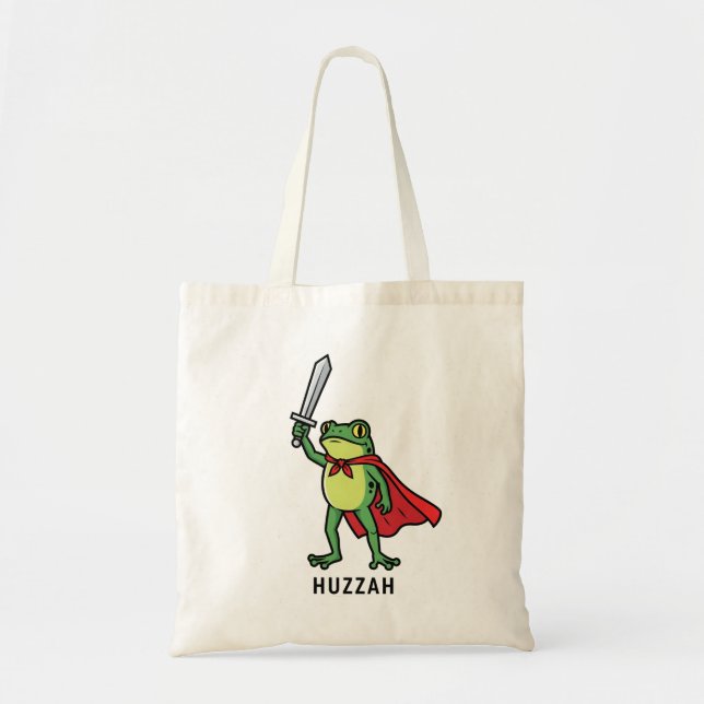 Huzzah Frog Knight Funny Sword Meme Quote   Tote Bag (Front)