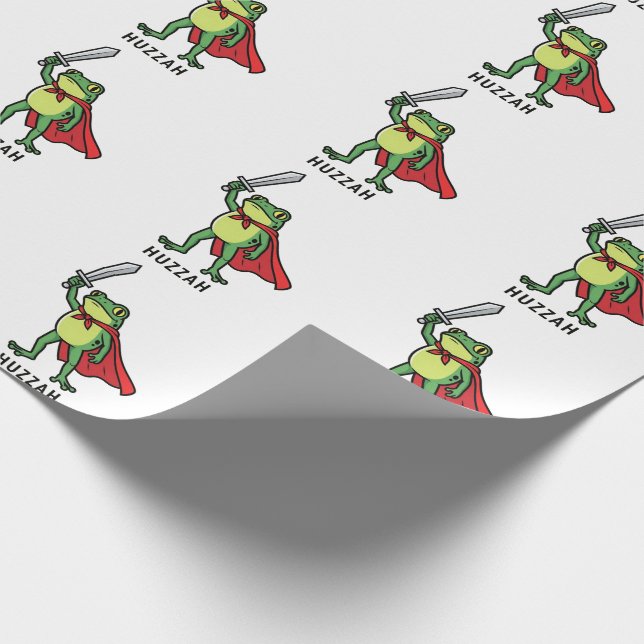 Huzzah Frog Knight Funny Sword Meme Quote   Wrapping Paper (Corner)