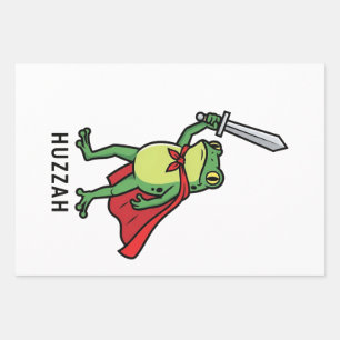 Huzzah Frog Knight Funny Sword Meme Quote   Wrapping Paper Sheet
