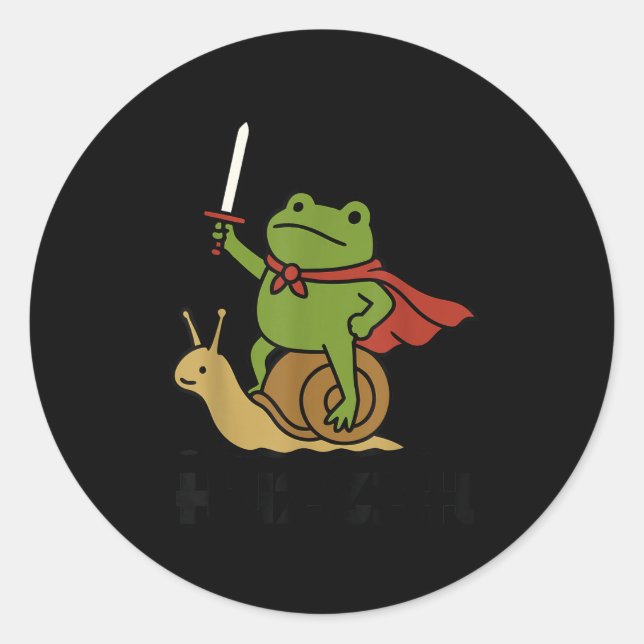 Huzzah Frog Knight Riding A Snail Funny Sword Meme Classic Round Sticker (Front)