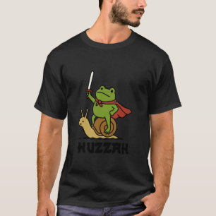 Huzzah Frog Knight Riding a Snail Funny Sword Meme T-Shirt