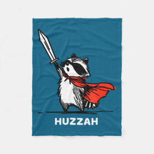 Huzzah Raccoon Knight Funny Sword Meme Quote  Fleece Blanket