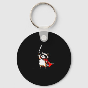 Huzzah Raccoon Knight Funny Sword Meme Quote  Keychain