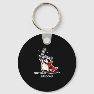 Huzzah Raccoon Knight Funny Sword Meme Quote  Keychain