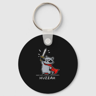 Huzzah Raccoon Knight Funny Sword Meme Quote  Keychain