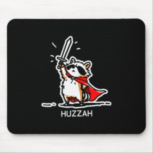 Huzzah Raccoon Knight Funny Sword Meme Quote  Mouse Pad