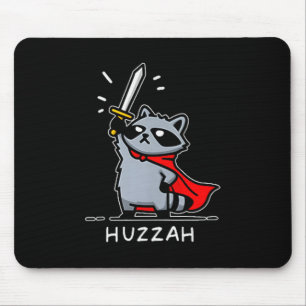 Huzzah Raccoon Knight Funny Sword Meme Quote  Mouse Pad