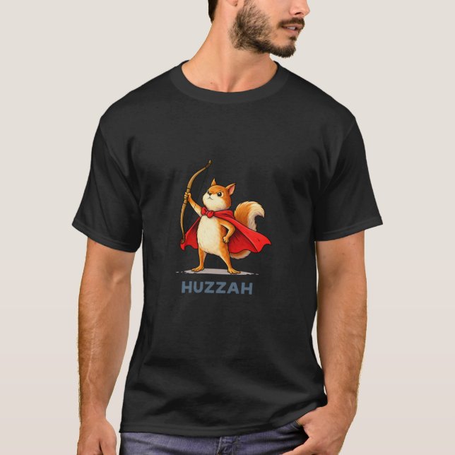 Huzzah Squirrel Archer Funny Bow Meme Novelty Humo T-Shirt (Front)