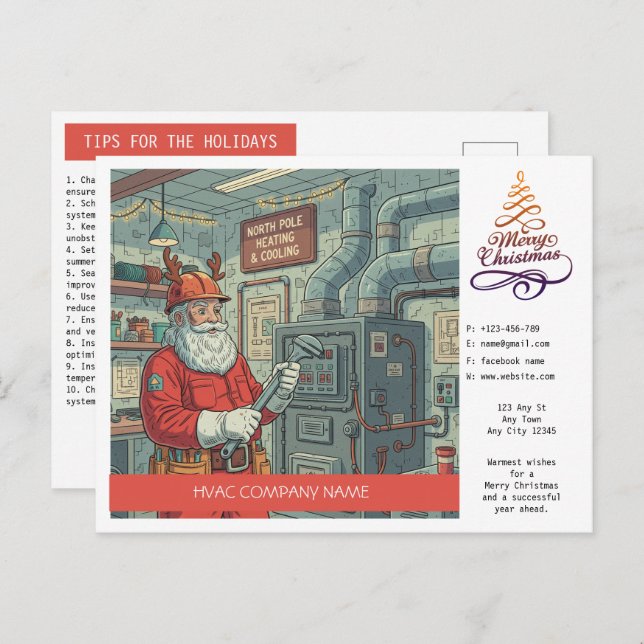 HVAC Christmas Greeting Postcard (Front/Back)