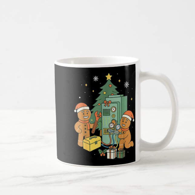 Hvac Gingerbread Christmas Technician Construction Coffee Mug (Right)