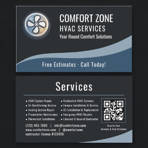 HVAC Heating & Air QR Code Professional Business Card