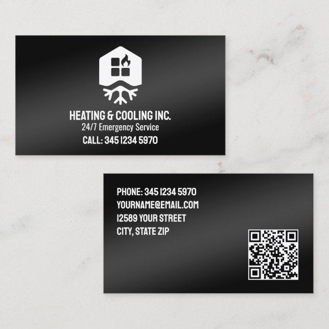 🌡️ HVAC Heating And Cooling QR Business Card (Front/Back)