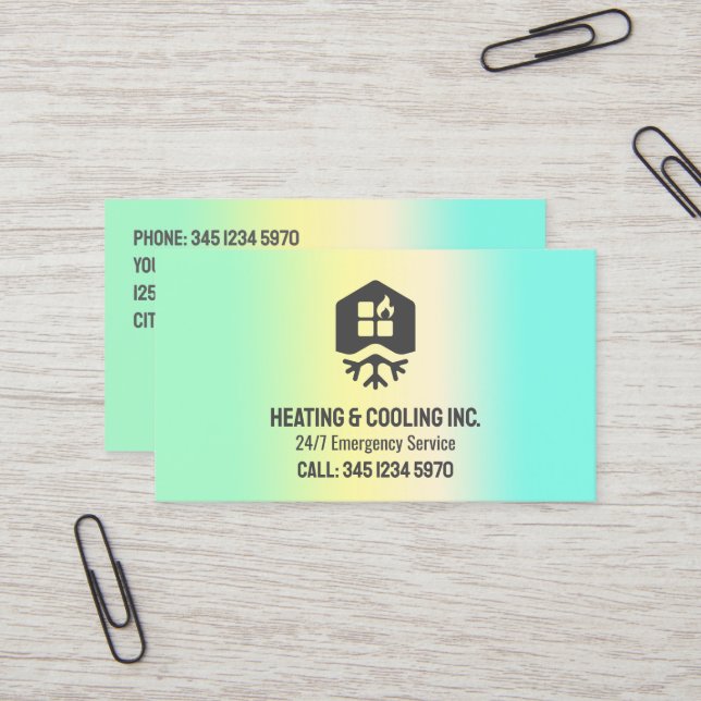 HVAC Heating And Cooling QR Business Card (Front/Back In Situ)