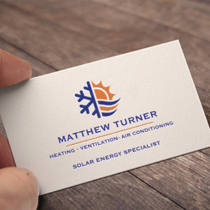 HVAC Heating and Cooling Services Blue Orange Business Card