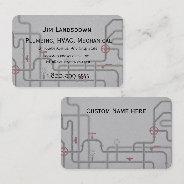 HVAC Mechanical Plumbing Custom  Business Card (Front/Back)