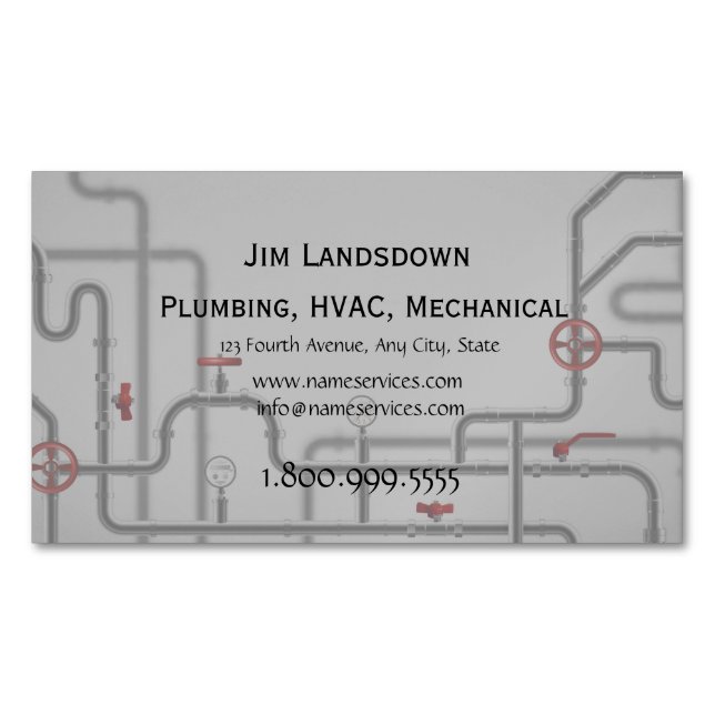 HVAC Mechanical Plumbing Custom   Magnetic Business Card (Front)