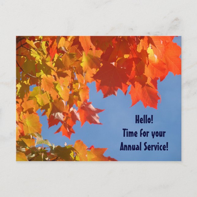 HVAC postcards Fall Annual Service custom Furnace (Front)