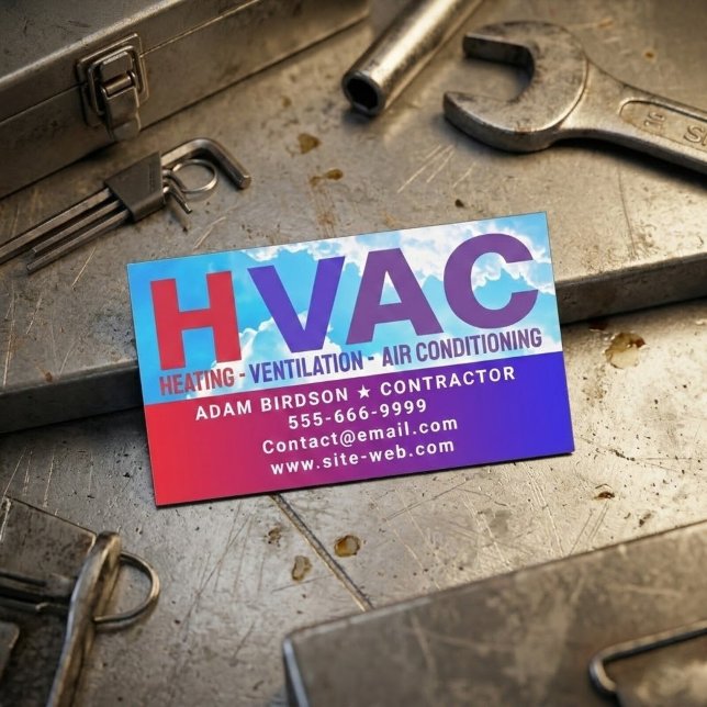 HVAC Service (Heating, Cooling, Air Conditioning) Magnetic Business Card (HVAC business card magnets, air conditioning service magnet, heating repair business cards)