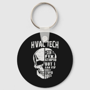 Hvac Tech For Men Funny Skull I Can't Fix Stud  Keychain