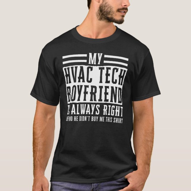Hvac Tech Girlfriend Apparel  Cute Technicians Des T-Shirt (Front)