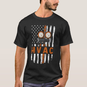 Hvac Technician American Flag T-Shirt